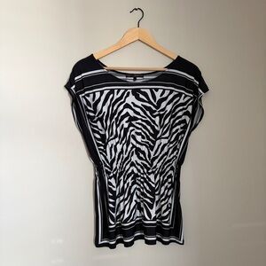 Y2K zebra print wide neck cinch waist top